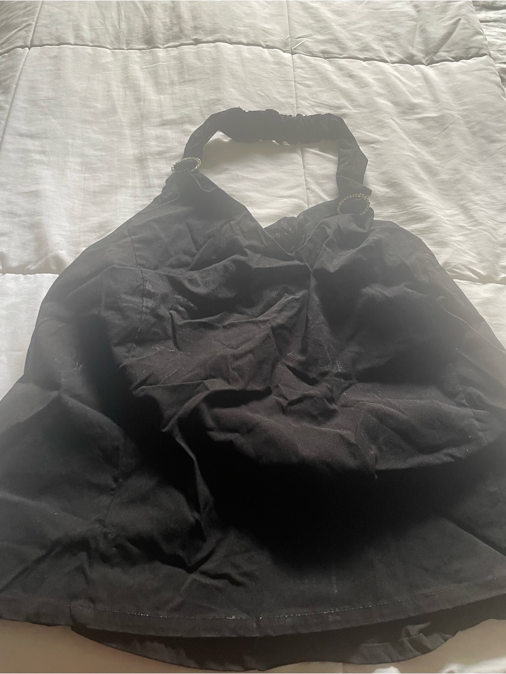 Black Halter Camisole with Ring-Accent Straps